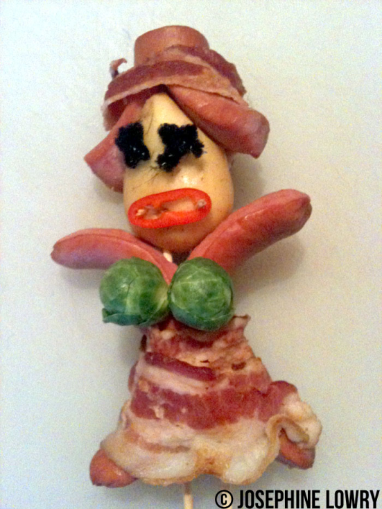 Hot dog Zombie Pilgrim with a modesty-preserving Bacon skirt